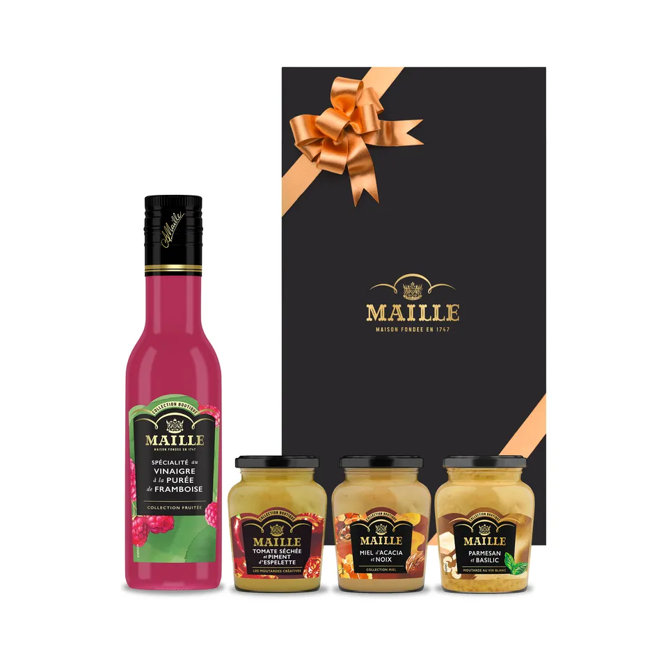maille-coffret-sal-et-fruit-vinaigre-framboise-moutarde-miel-et-noix image 1