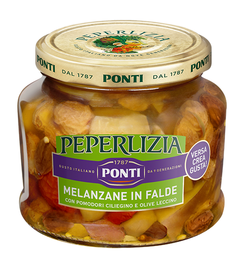peperlizia-melanzane-in-falde-con-pomodorini-ciliegino-e-olive-leccino-antipasti image 1