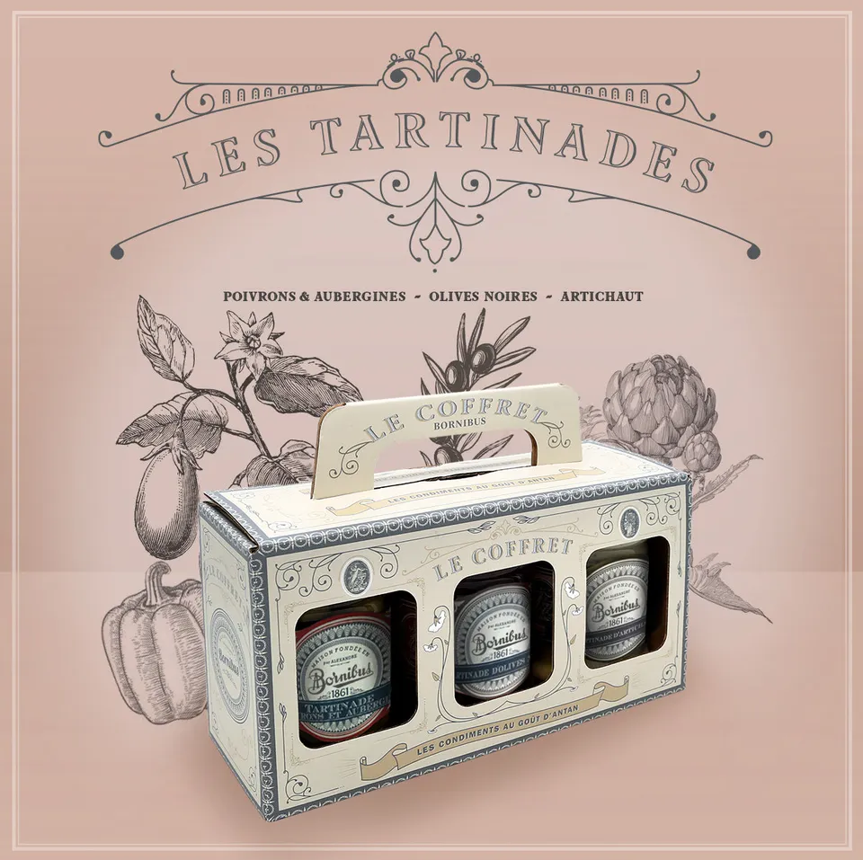 bornibus-coffret-les-tartinades-poivrons-aubergines-olives-noires-artichaut image 1