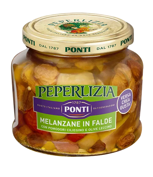 peperlizia-melanzane-in-falde-con-pomodorini-ciliegino-e-olive-leccino-antipasti image 1